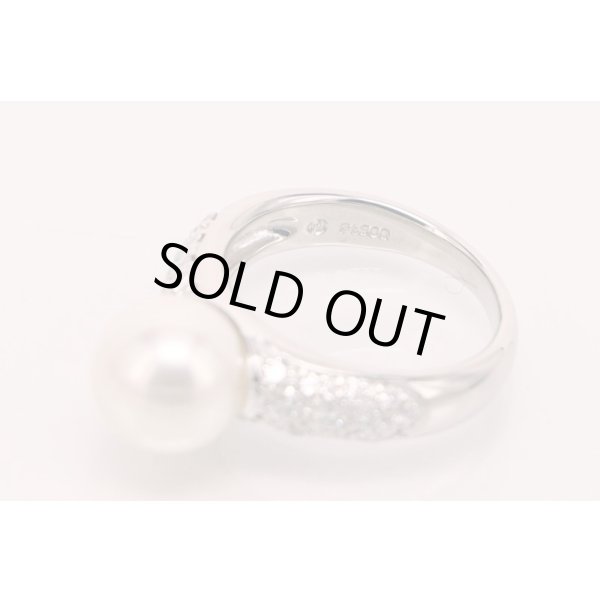 タサキ　PT900 パールダイアイリリング 9.30mm 0.46ct 8.60g　刻印(1)