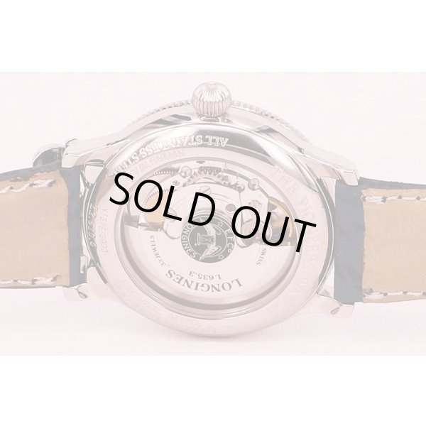 ロンジン　リンドバーク　Ｌ２．６１０．４　パイオニアーズＧＭＴ　銀文字盤　裏面拡大