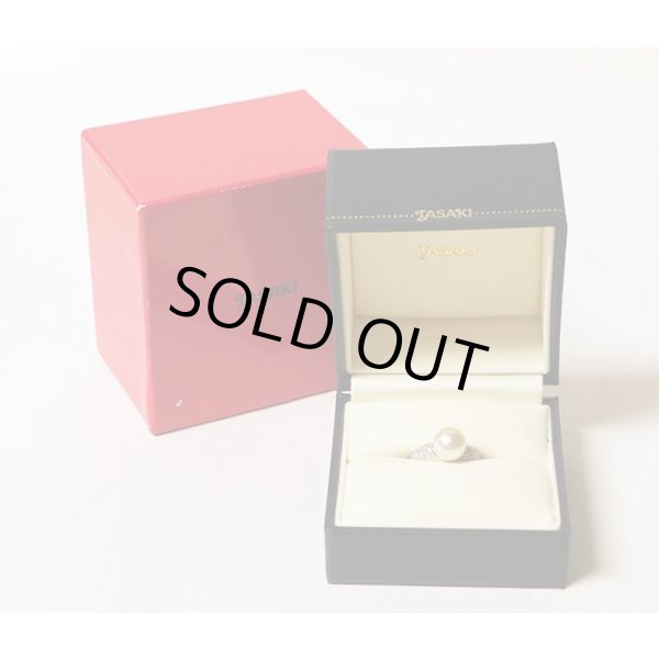 タサキ　PT900 パールダイアイリリング 9.30mm 0.46ct 8.60g　箱