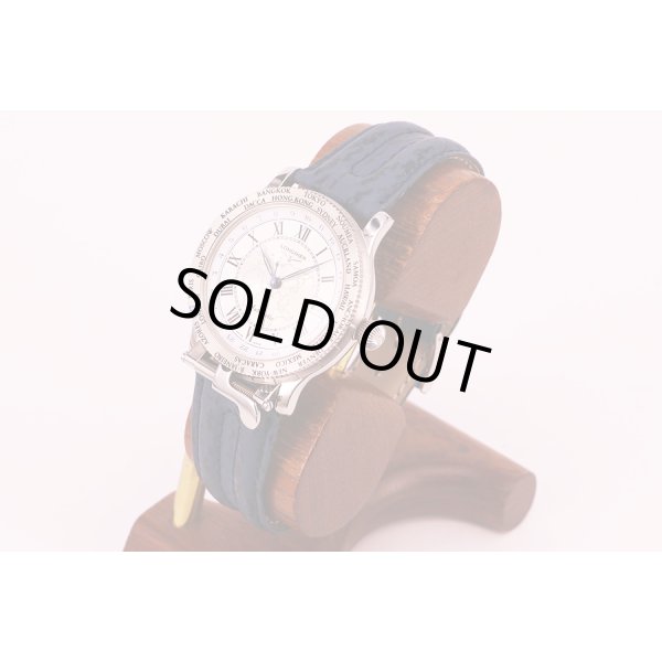 ロンジン　リンドバーク　Ｌ２．６１０．４　パイオニアーズＧＭＴ　銀文字盤　サイド