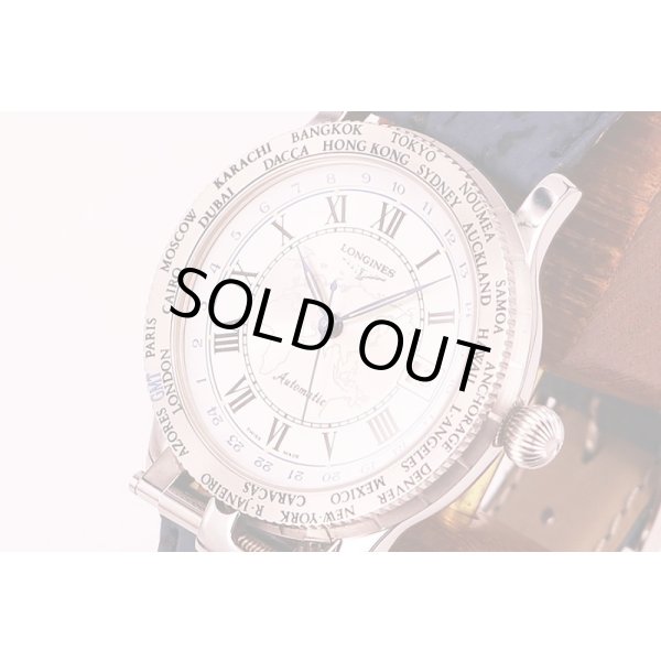 ロンジン　リンドバーク　Ｌ２．６１０．４　パイオニアーズＧＭＴ　銀文字盤　サイド拡大