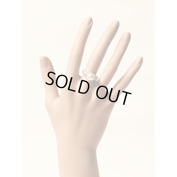 タサキ　PT900 パールダイアイリリング 9.30mm 0.46ct 8.60g　装着イメージ