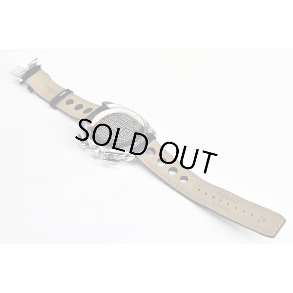 ティソ　レーシングクロノ　Ｔ０１８．６１７Ａ　黒文字盤　革ベルト状態　裏面