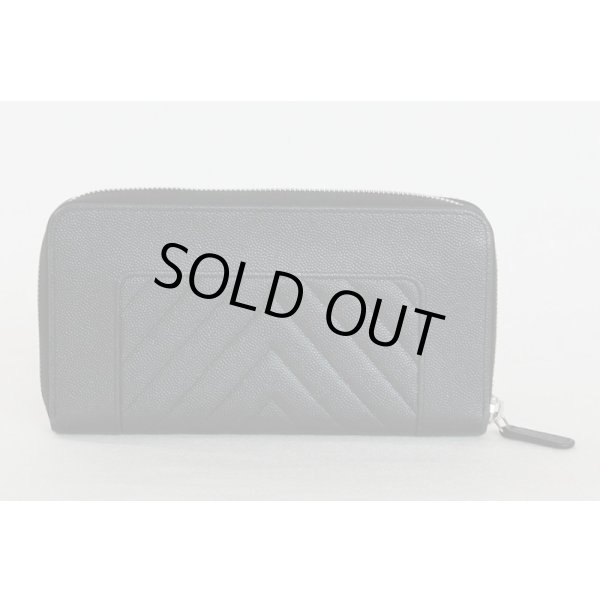 シャネル　マドモアゼル ラウンドファスナー長財布 ブラック／SIV金具　裏面