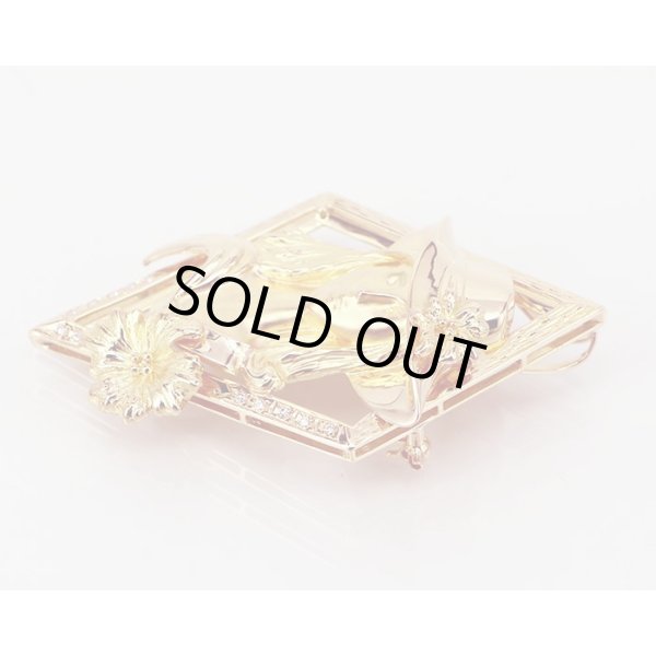 画像4: K18 ダイアイリブローチ 0.08ct 18.60g (4)