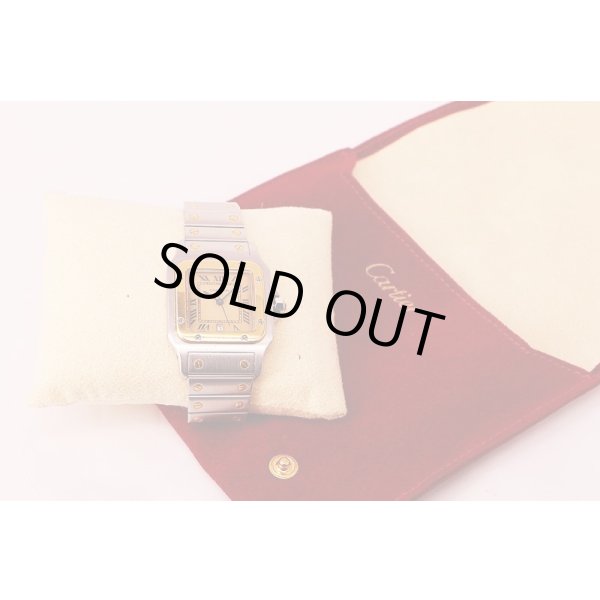 カルティエ　サントスガルベ　コンビ　旧型ブレス　白文字盤　カルティエ布仮ケース