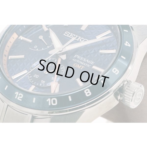 セイコー　プレサージュ　シャープエッジＧＭＴ　ＳＡＲＦ００１　藍鉄文字盤　サイド拡大