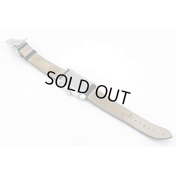 ジャガールクルト　レベルソ　２４０．８．１５　グランデイト　銀文字盤　革ベルト状態裏面