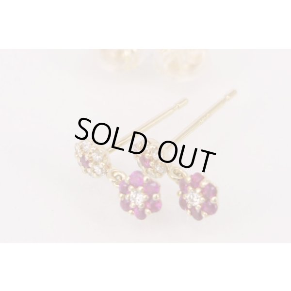 ポンテヴェキオ　K18 ルビーダイアイリピアス 0.04ct*2 0.06ct*2 1.10g　ピン