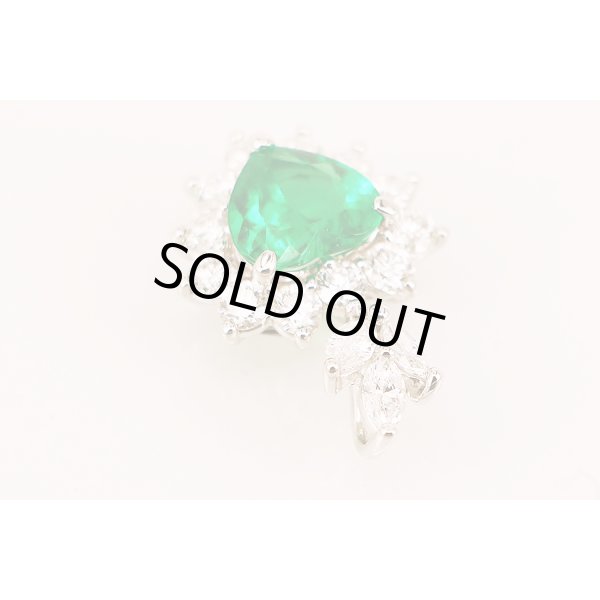 PT900 エメラルドダイアイリペンダントトップ 1.32ct 1.20ct 4.10g　トップ