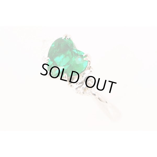 PT900 エメラルドダイアイリリング 1.79ct 0.531ct 0.524ct 6.80g　サイド