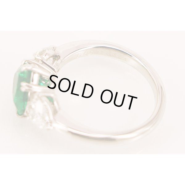 PT900 エメラルドダイアイリリング 1.79ct 0.531ct 0.524ct 6.80g　刻印(2)