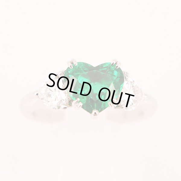 PT900 エメラルドダイアイリリング 1.79ct 0.531ct 0.524ct 6.80g