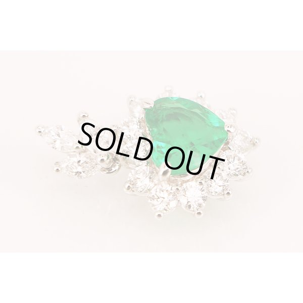 PT900 エメラルドダイアイリペンダントトップ 1.32ct 1.20ct 4.10g　サイド