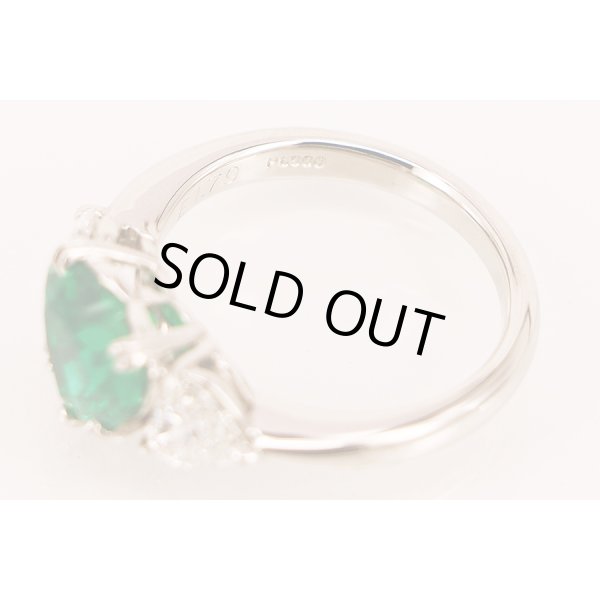 PT900 エメラルドダイアイリリング 1.79ct 0.531ct 0.524ct 6.80g　刻印(1)