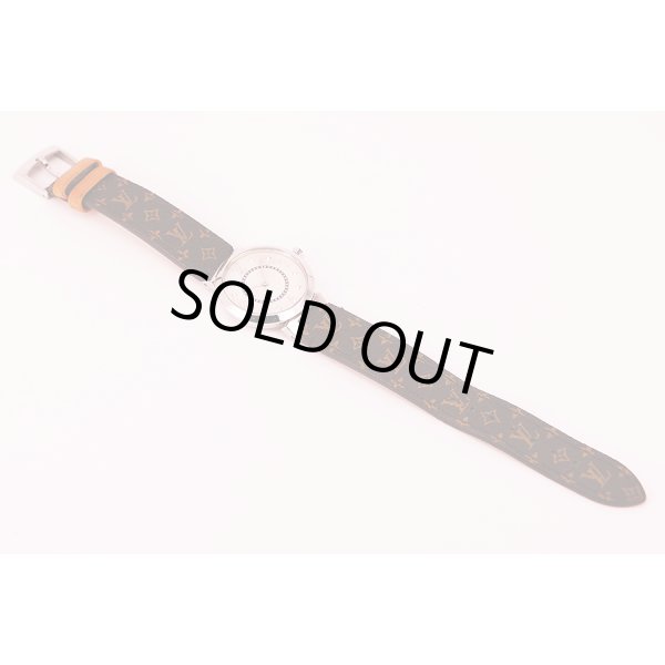 ルイヴィトン　タンブール　Ｑ１２ＭＧ＊Ｂ　銀文字盤 １０Ｐ　革ベルト状態表面