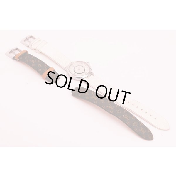 ルイヴィトン　タンブール　Ｑ１２ＭＧ＊Ｂ　銀文字盤 １０Ｐ　替えラバーベルト