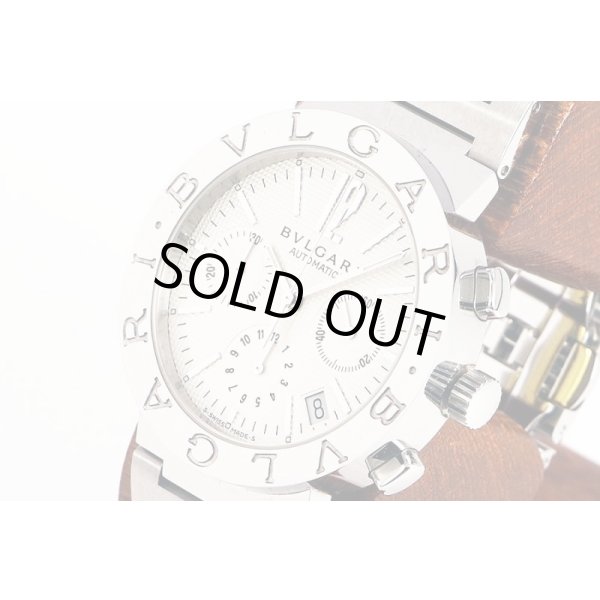 ブルガリ　ブルガリブルガリ　ＢＢ３８ＳＳＣＨ　クロノグラフ　白文字盤　サイド拡大