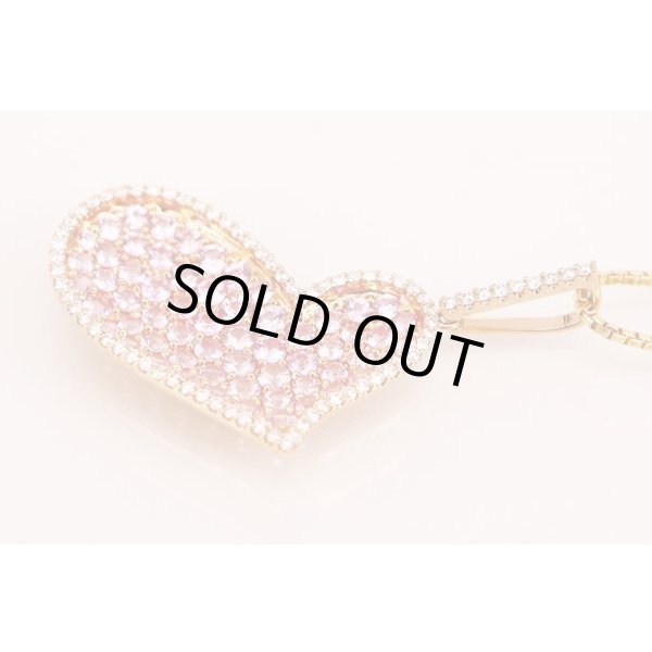 K18PG ピンクサファイアダイアイリペンダントネックレス 2.81ct 0.47ct 10.70g　拡大