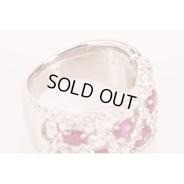 PT900 ルビーダイアイリリング 1.01ct 1.20ct 15.10g　刻印(1)