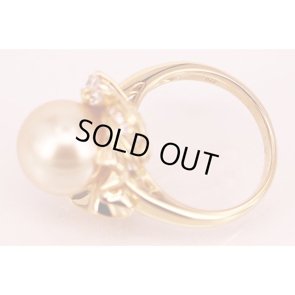 K18イエローパールダイアイリリング 11.00mm 0.19ct 9.00g　刻印(1)