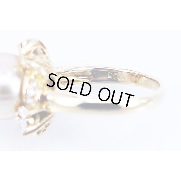 K18イエローパールダイアイリリング 11.00mm 0.19ct 9.00g　刻印(2)