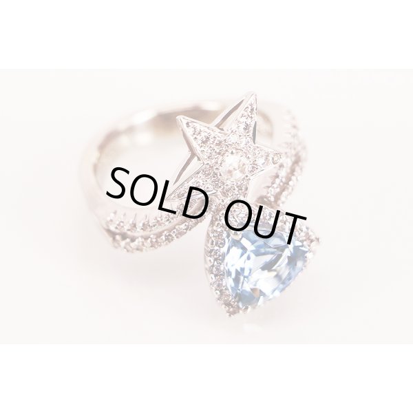 K18WG アクワマリンダイアイリリング 1.74ct 0.08ct 0.61ct 7.30g　拡大(1)