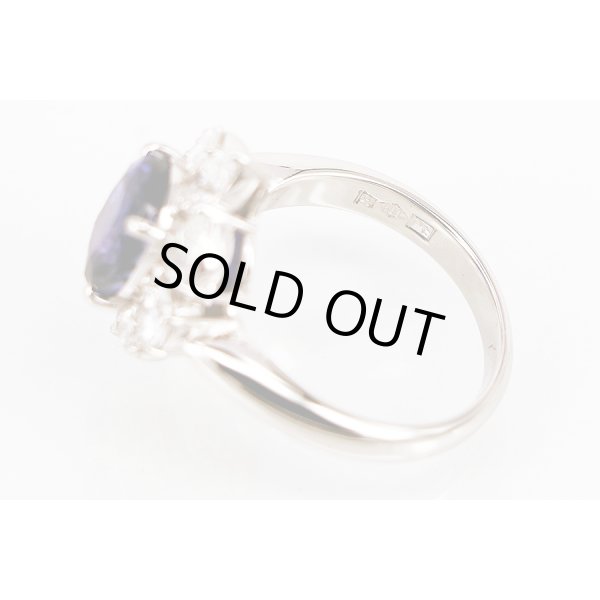 PT900 サファイアダイアイリリング 3.63ct 1.568ct 8.50g　刻印(1)