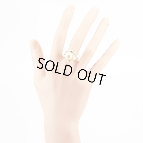 K18イエローパールダイアイリリング 11.00mm 0.19ct 9.00g　装着イメージ