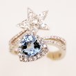 K18WG アクワマリンダイアイリリング 1.74ct 0.08ct 0.61ct 7.30g