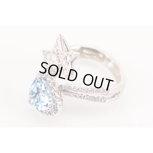 K18WG アクワマリンダイアイリリング 1.74ct 0.08ct 0.61ct 7.30g　拡大(2)