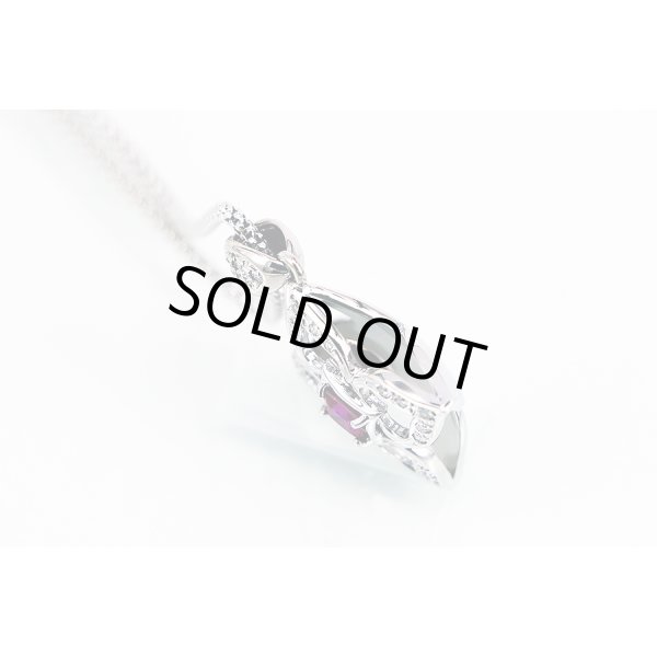 K18WG ルビーダイアイリペンダントネックレス 0.34ct 0.12ct 7.30g　サイド