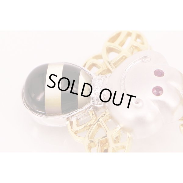 750YG/WG ルビーダイアイリブローチ兼ペンダントトップ 0.06ct 0.02ct 7.80g　拡大(2)