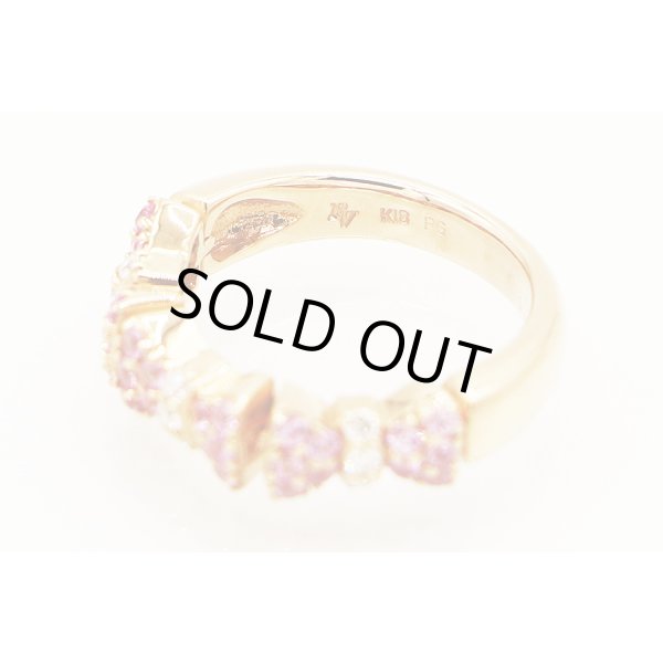 ポンテヴェキオ　K18PG ピンクサファイアダイアイリリング 0.54ct 0.11ct 5.40g　刻印