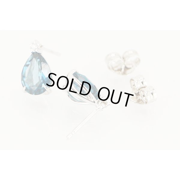 スタージュエリー　K18WG ブルートパーズダイアイリピアス 0.016ct 1.70g　留め具