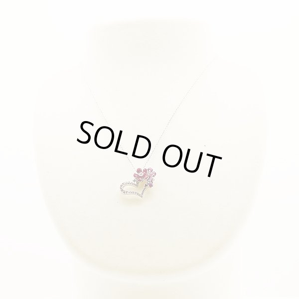 ポンテヴェキオ　K18WG ルビーピンクサファイアダイアイリペンダントネックレス 0.86ct 0.58ct 0.31ct 6.60g　装着イメージ