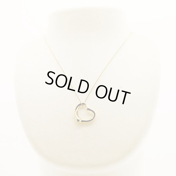 ティファニー　750YG オープンハート ダイア5Pイリペンダントネックレス 7.00g　装着イメージ