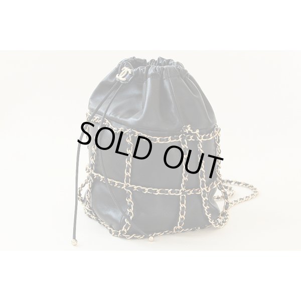 シャネル　バケット（巾着）チェーンショルダーバック AS2314 ブラック／GP金具　サイド