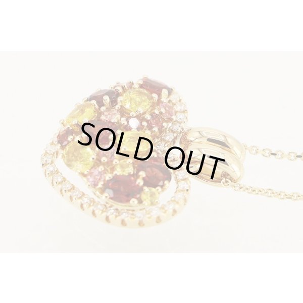 キメント　750YG 半貴石ダイアイリペンダントネックレス 8.80g　サイド