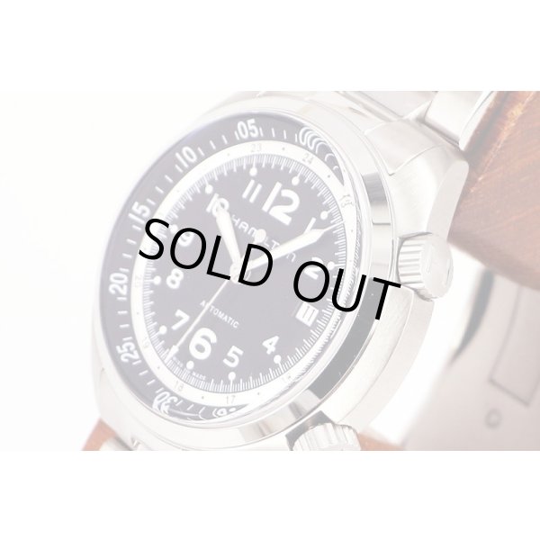 ハミルトン　カーキパイロット パイオニア　Ｈ７６４５５０　２つリューズ　黒文字盤　サイド拡大