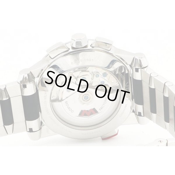 モバード　ヴィジオ　クロノグラフ　３８．Ｈ９．１８９１　銀文字盤　黒インダイアル　裏面拡大