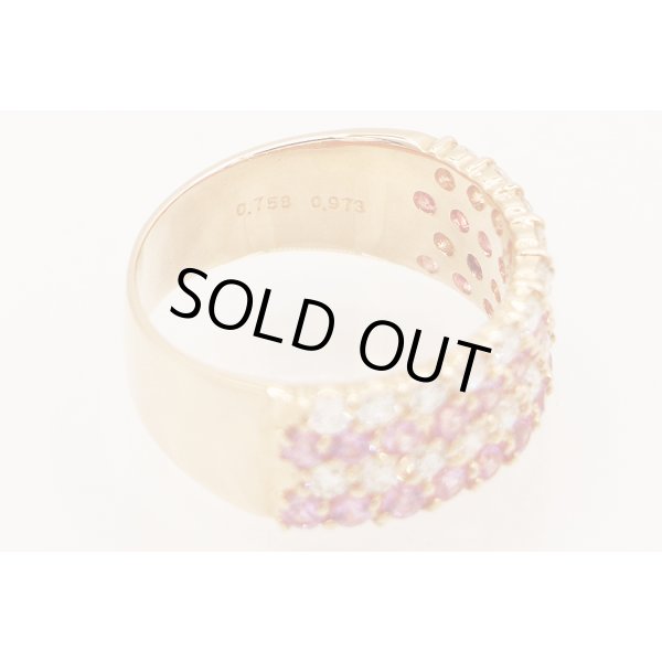 K18PG ピンクサファイアダイアイリリング 0.758ct 0.973ct 6.60g　刻印(2)