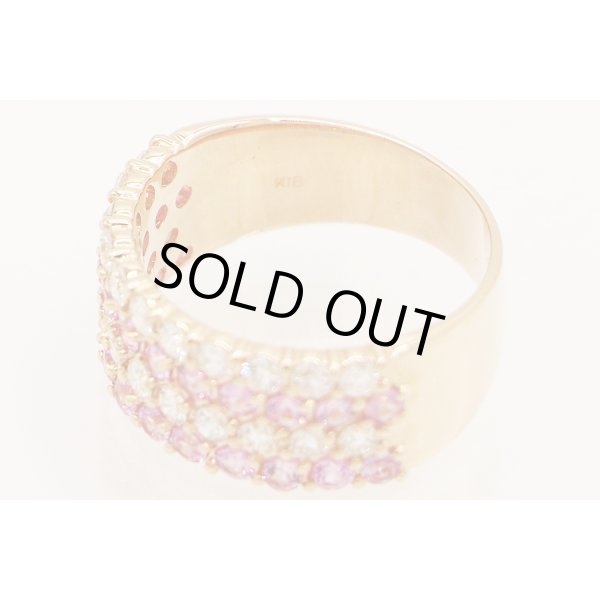 K18PG ピンクサファイアダイアイリリング 0.758ct 0.973ct 6.60g　刻印(1)