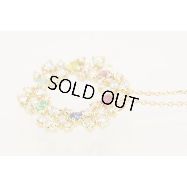 K18 マルチダイアイリペンダントネックレス 0.47ct 1.14ct 6.90g 　拡大