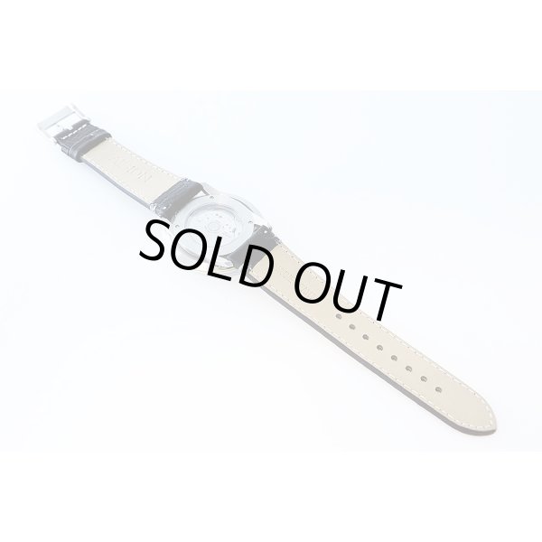 アイシオン　ＡＮ－Ｓ０３　回転ディスク式　黒文字盤　革ベルト状態　裏面