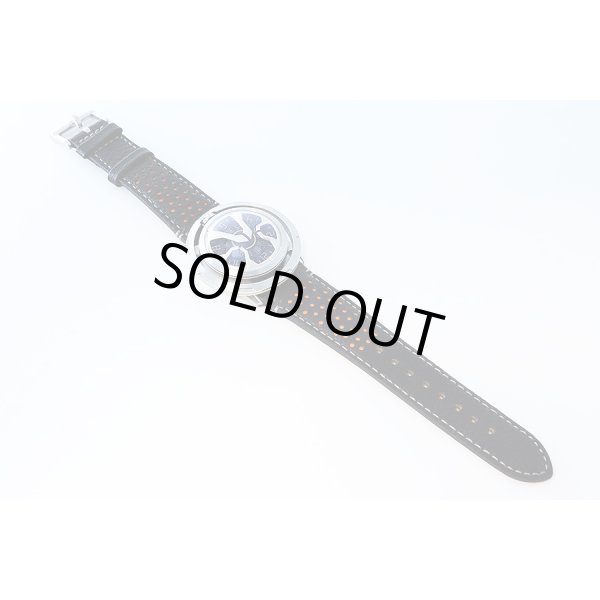 アイシオン　ＡＮ－Ｓ０３　回転ディスク式　黒文字盤　革ベルト状態　表面