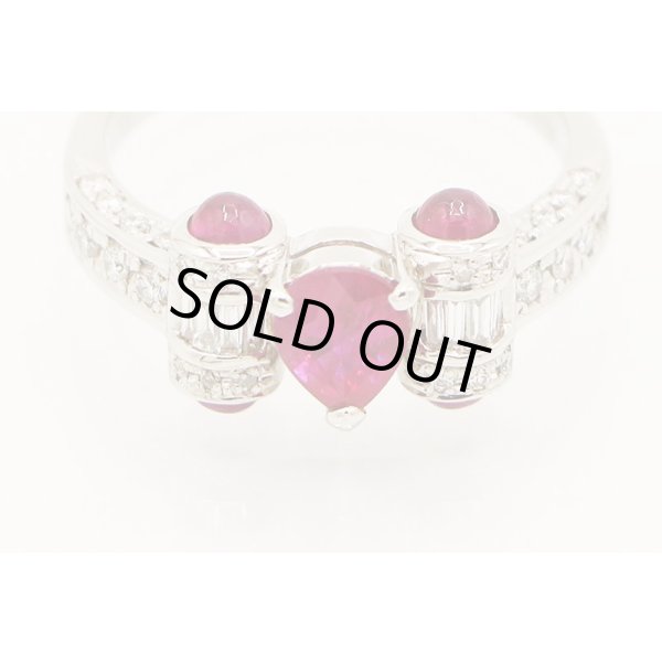 PT900 ルビーダイアイリリング 0.76ct 0.37ct 0.74ct 5.40g　拡大