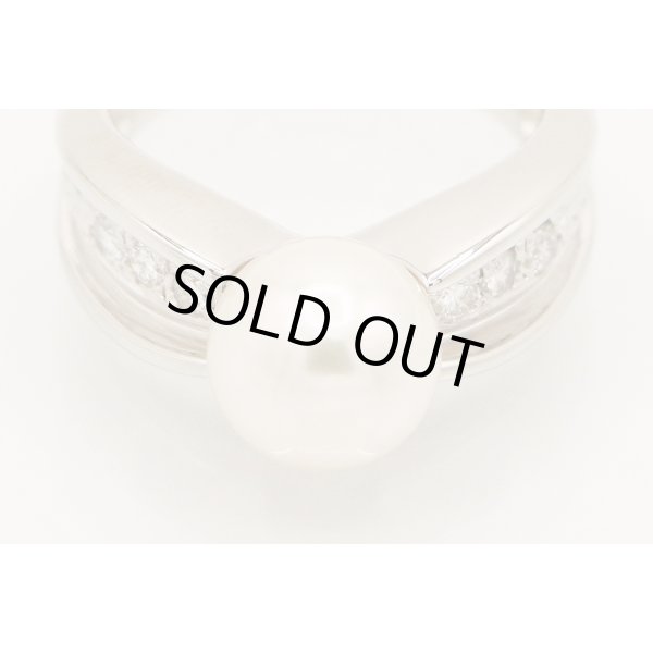 PT900 パールダイアイリリング 9.00mm 0.20ct 10.20g　拡大