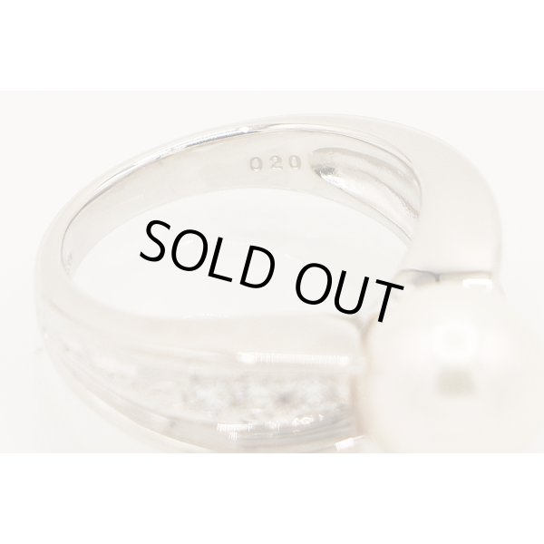 PT900 パールダイアイリリング 9.00mm 0.20ct 10.20g　刻印(2)