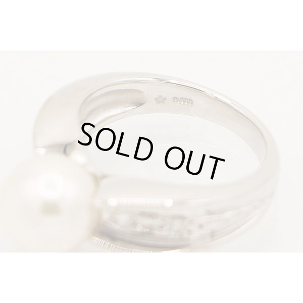 PT900 パールダイアイリリング 9.00mm 0.20ct 10.20g　刻印(1)